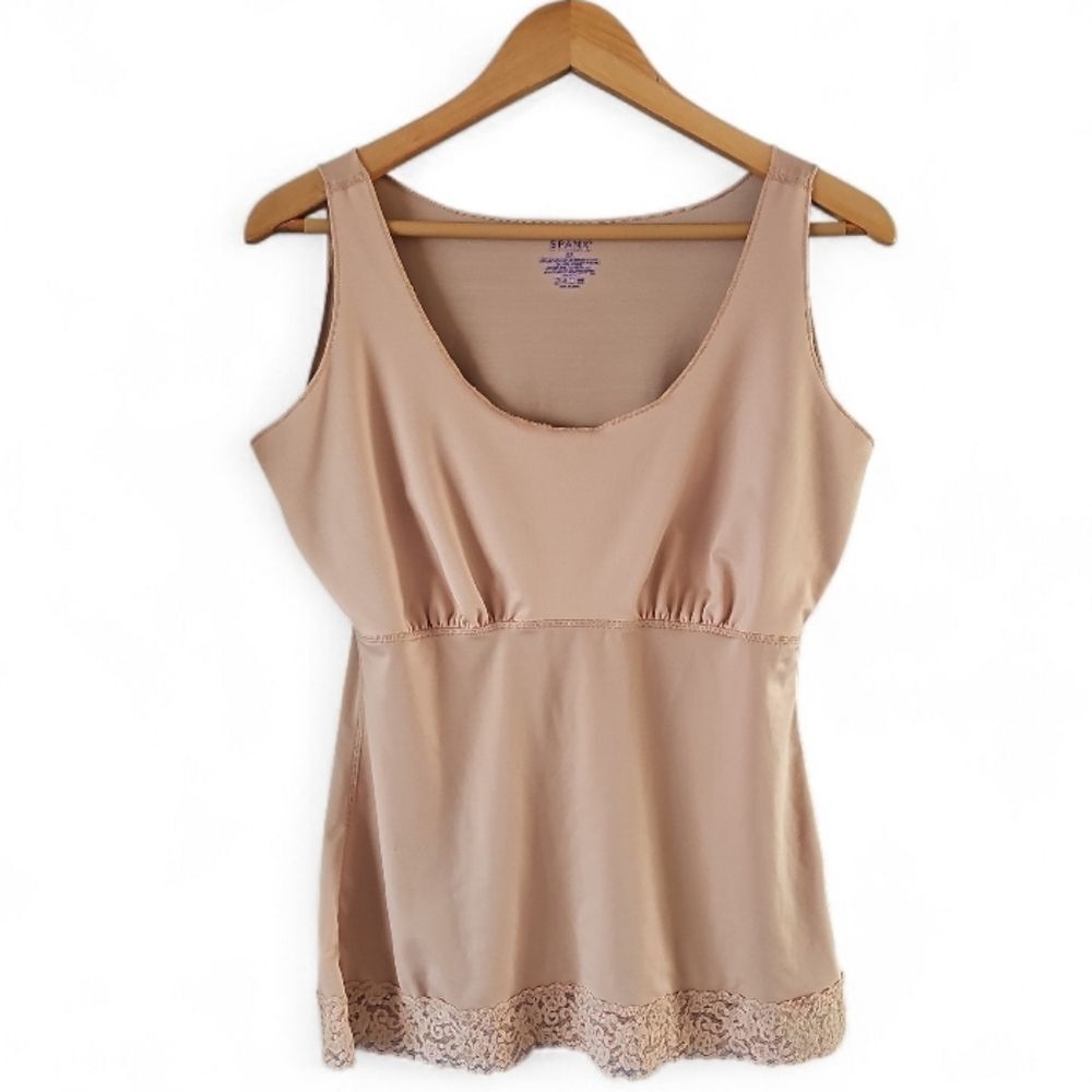 SPANX Nude Shaping Cami Tank Plus Size 2X Lace Hem Smoothing Layering